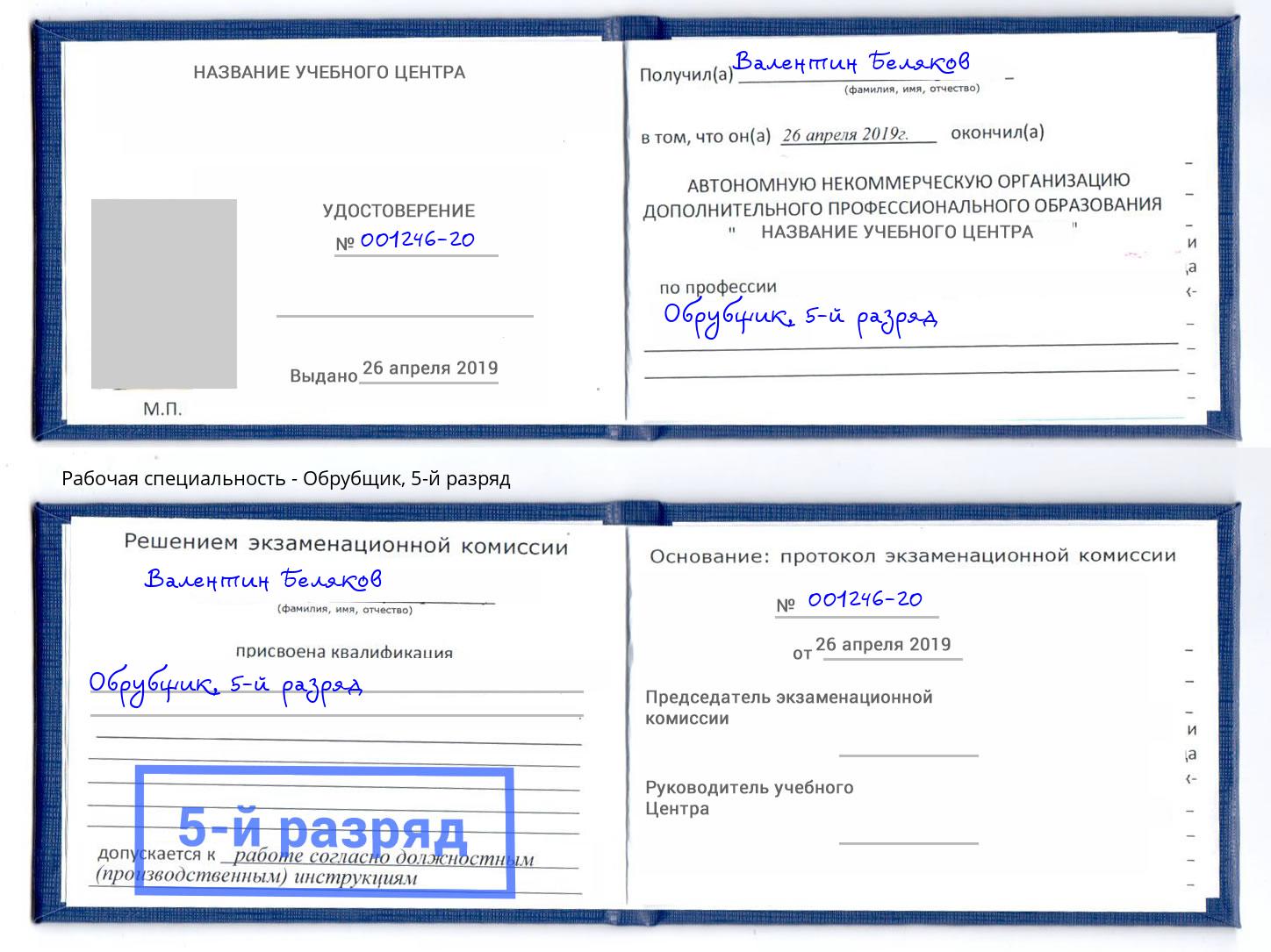 корочка 5-й разряд Обрубщик Моздок